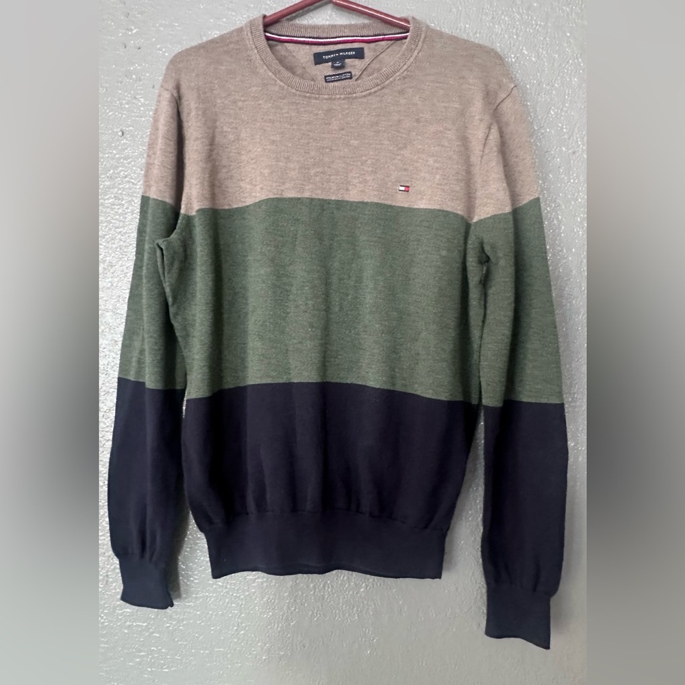 Tommy Hilfiger Men's Crewneck Sweater - Tan, Green, Navy
